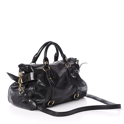 Miu Miu Vitello Lux Bow Tote Black 2 of 8