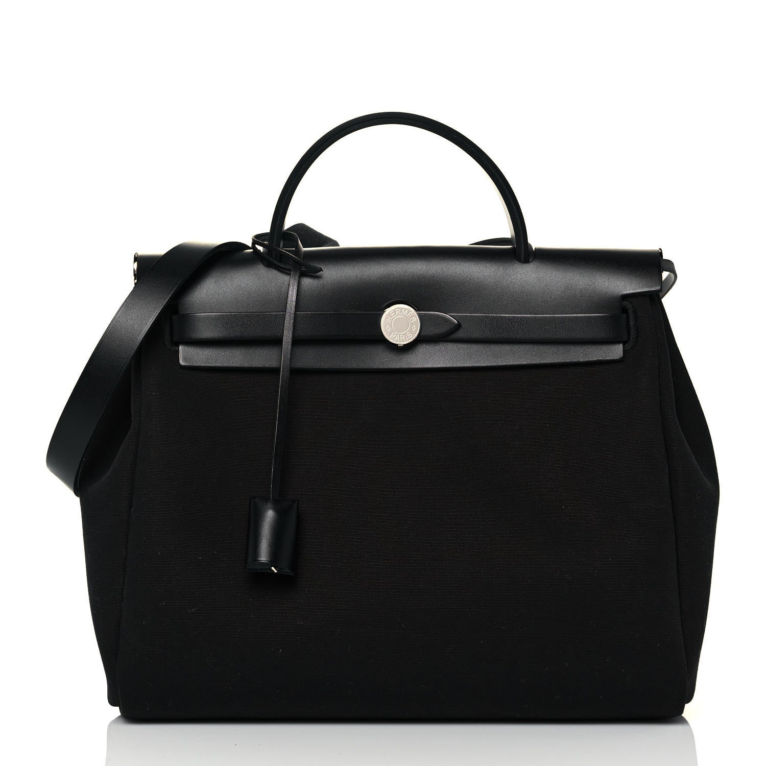 Hermes Military Toile Vache Hunter Herbag Zip Retourne 31 PM Black 3 of 12