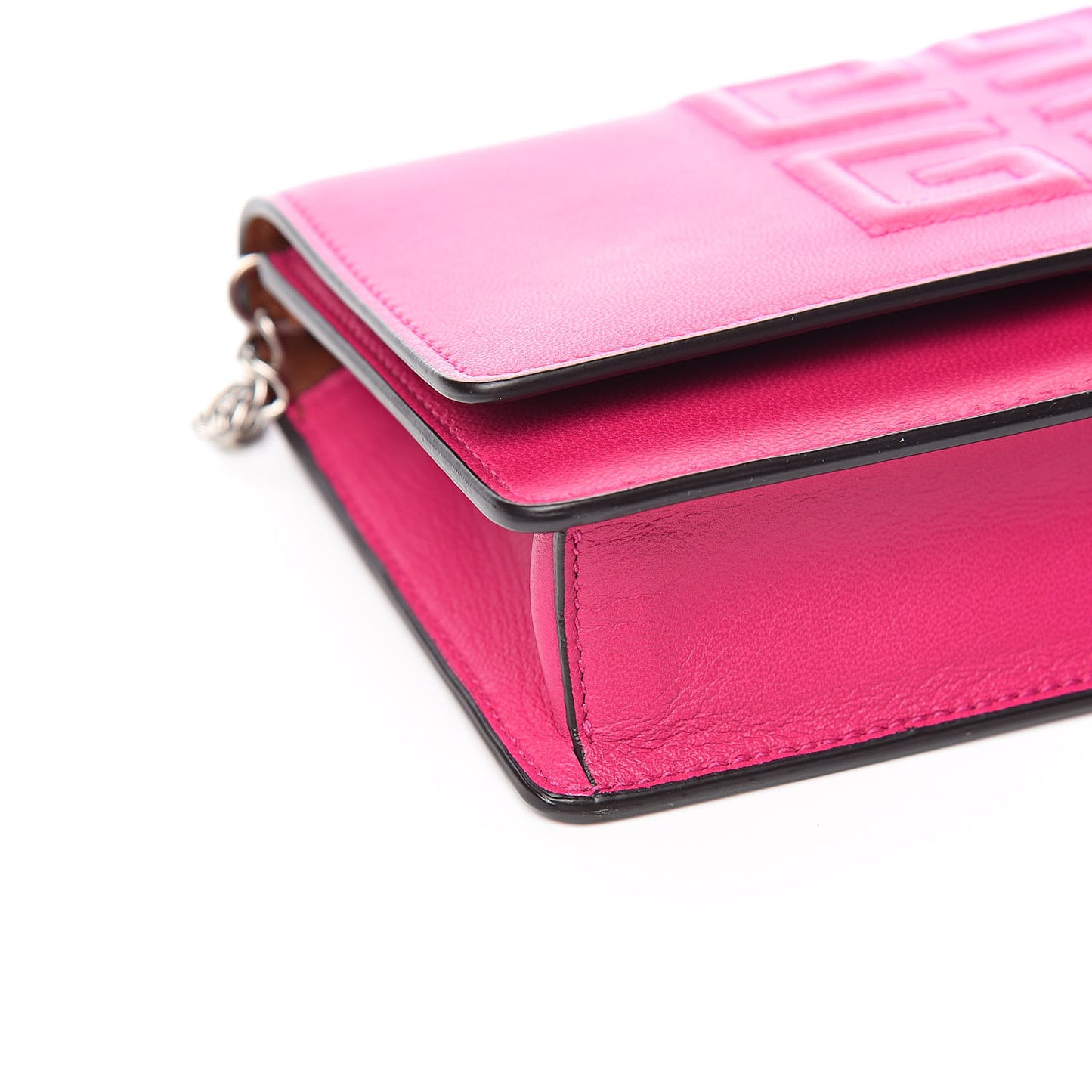 Lambskin Emblem Chain Wallet Cyclamen
