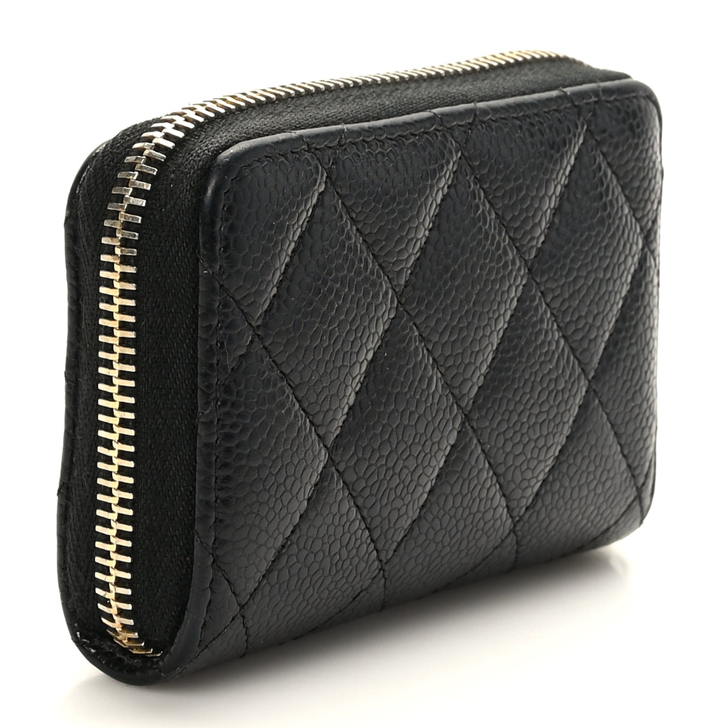 Caviar Quilted Zip Coin Purse Black