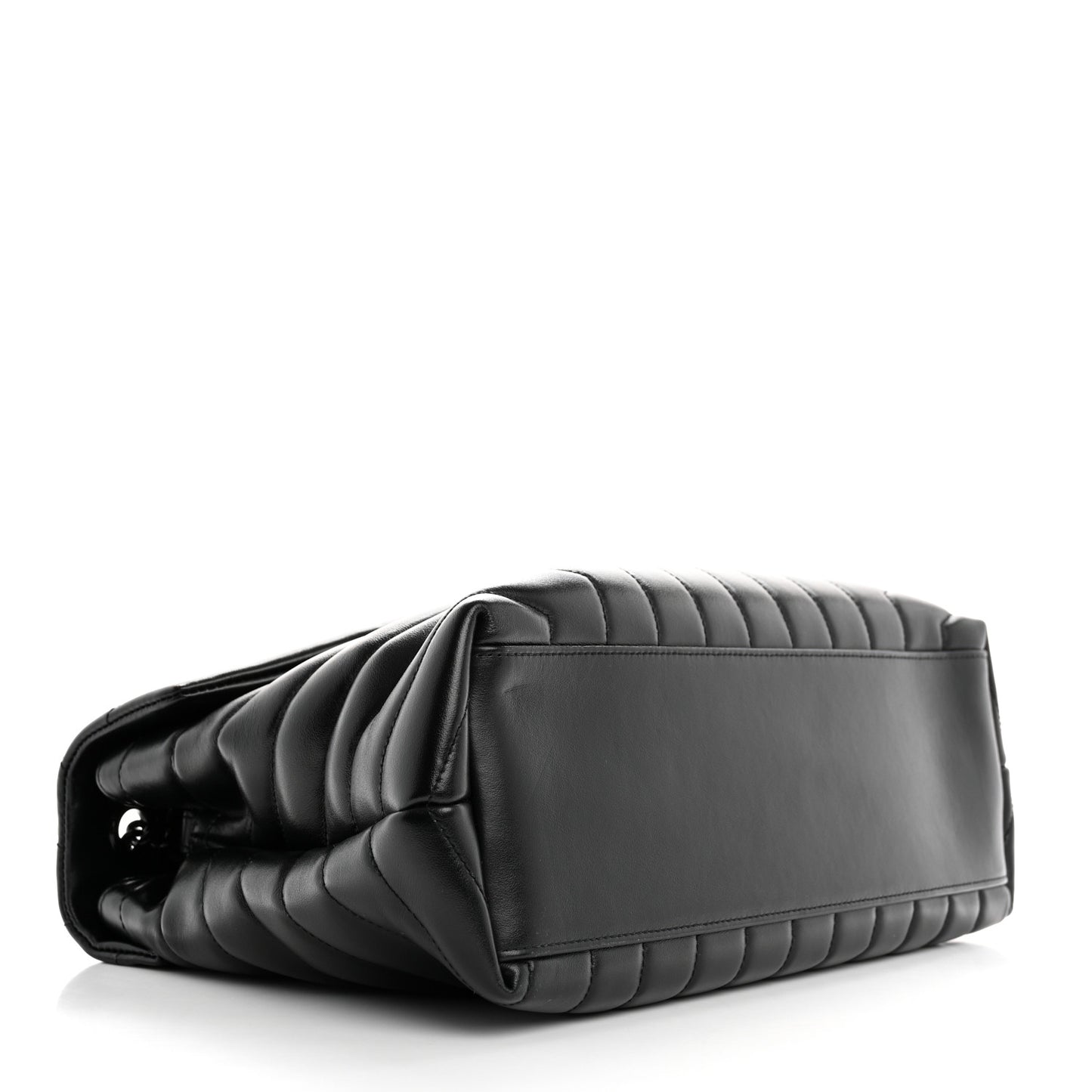 Calfskin Y Quilted Monogram Monochrome Medium Loulou Chain Satchel Black