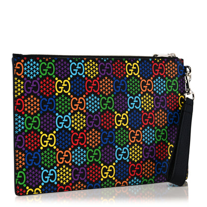 Gucci GG Supreme Monogram Psychedelic Zip Wristlet Pouch Black Multicolor 3 of 8