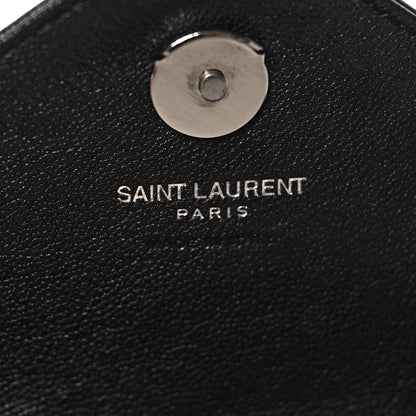 Saint Laurent Sheepskin Matelasse Chevron Monogram College Chain Wallet Coal 6 of 10