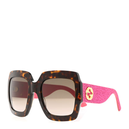 Gucci Square Frame GG0102S Sunglasses Glitter Pink Multi 1 of 8