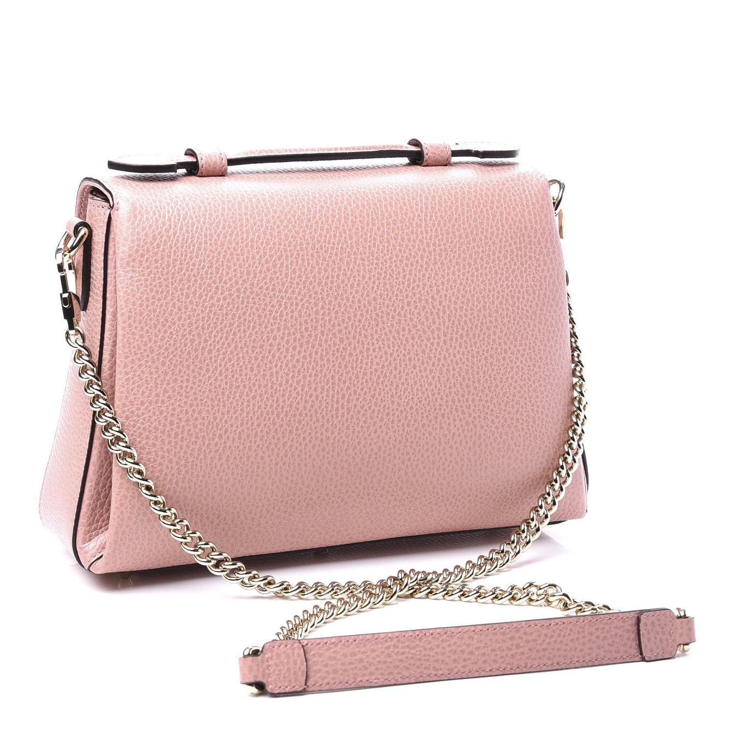 Dollar Calfskin Interlocking G Top Handle Shoulder Bag Soft Pink