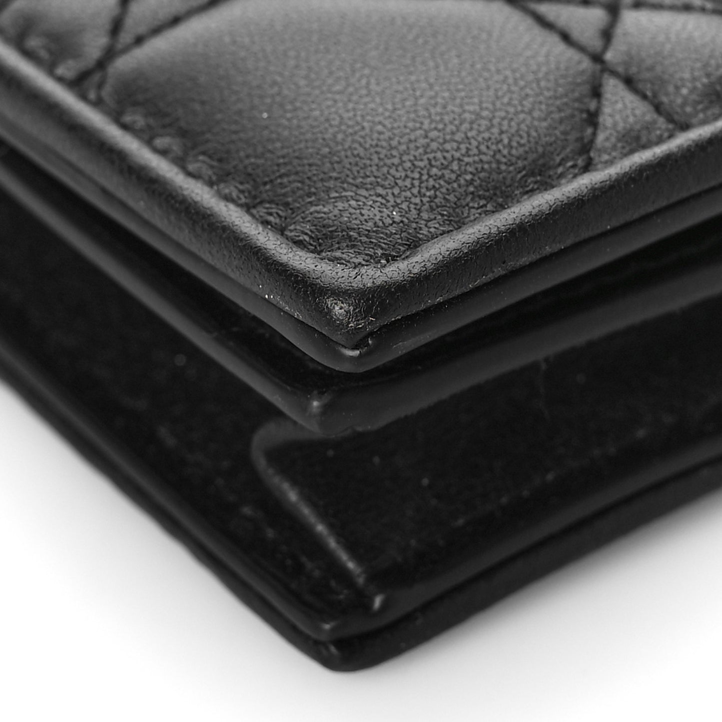 Lambskin Cannage Small Lady Dior Flap Card Holder Black