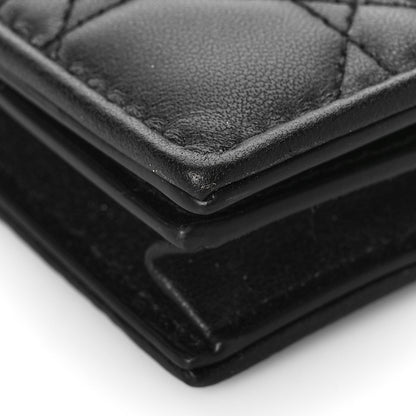 Christian Dior Lambskin Cannage Small Lady Dior Flap Card Holder Black 8 of 9