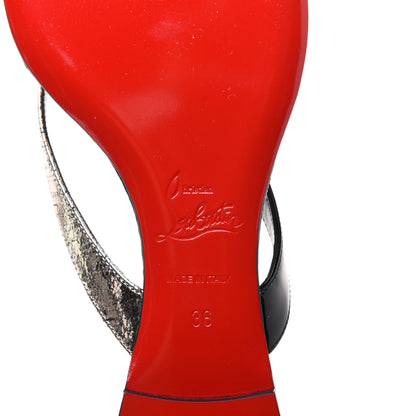 Christian Louboutin Patent Lame Cabaret Minimeyer Flat Sandals 36 Black Platine 6 of 9