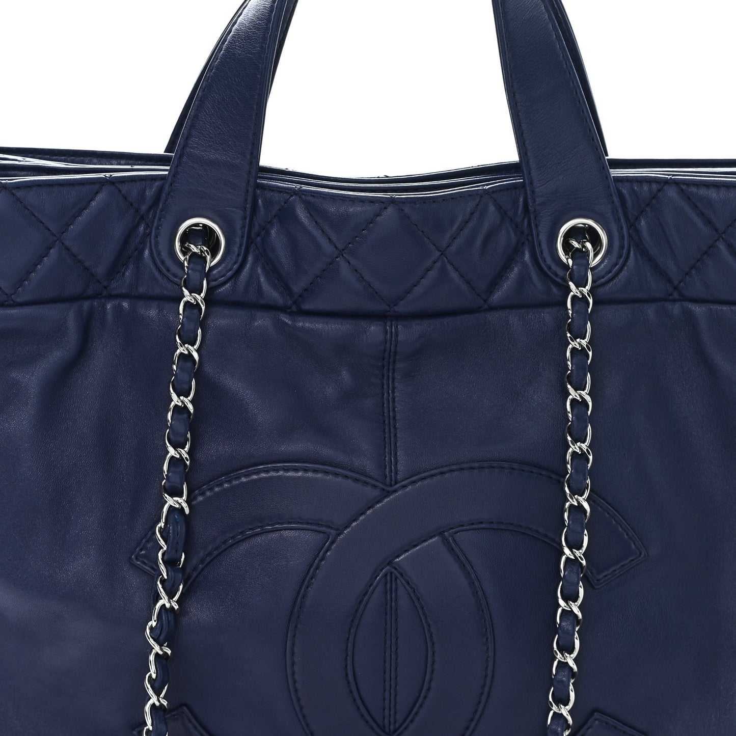 Calfskin Large Trianon Tote Navy Blue