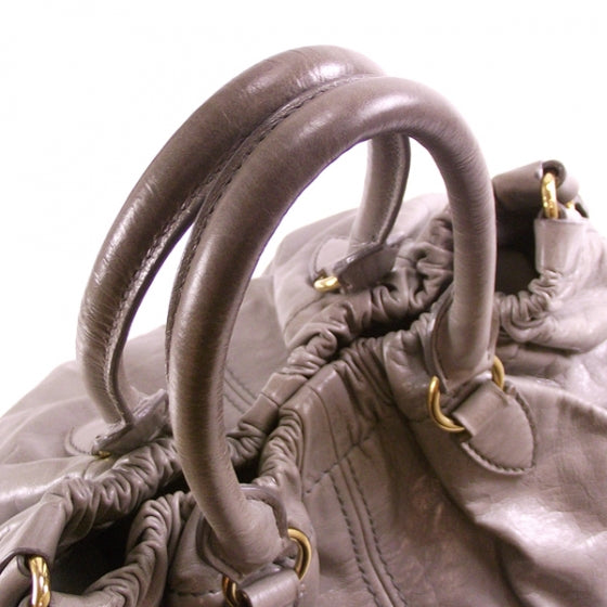 Miu Miu Nappa Frame Gathered Tote Lux Astro Grey 4 of 11