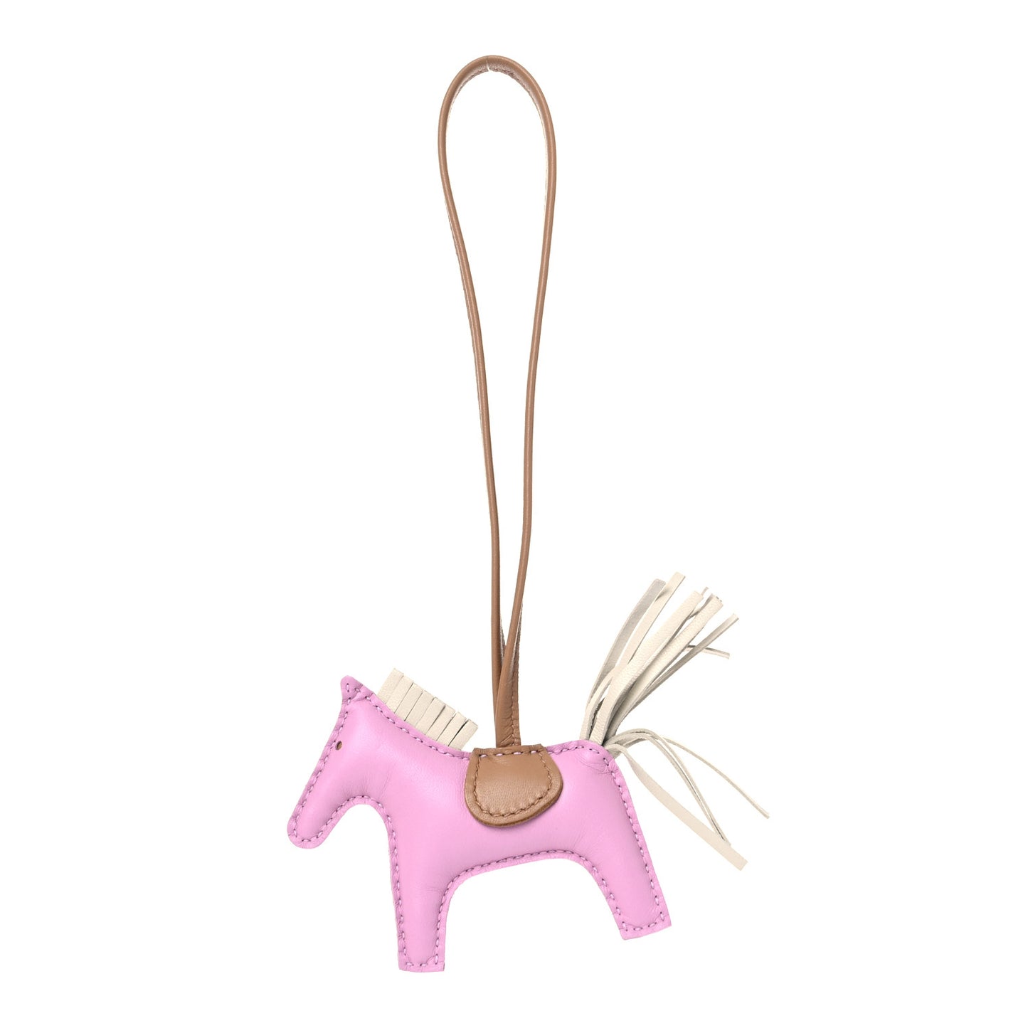 Milo Lambskin Grigri Rodeo Horse Bag Charm PM Mauve Sylvestre Craie Chai