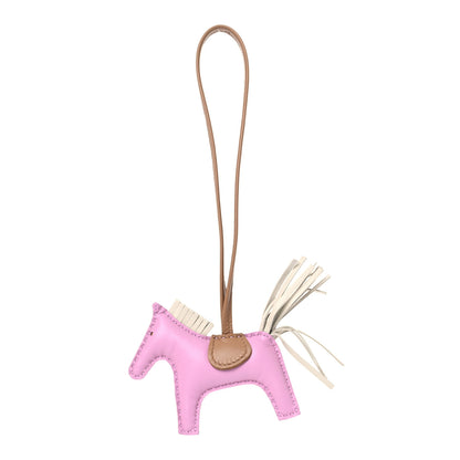 Hermes Milo Lambskin Grigri Rodeo Horse Bag Charm PM Mauve Sylvestre Craie Chai 1 of 4