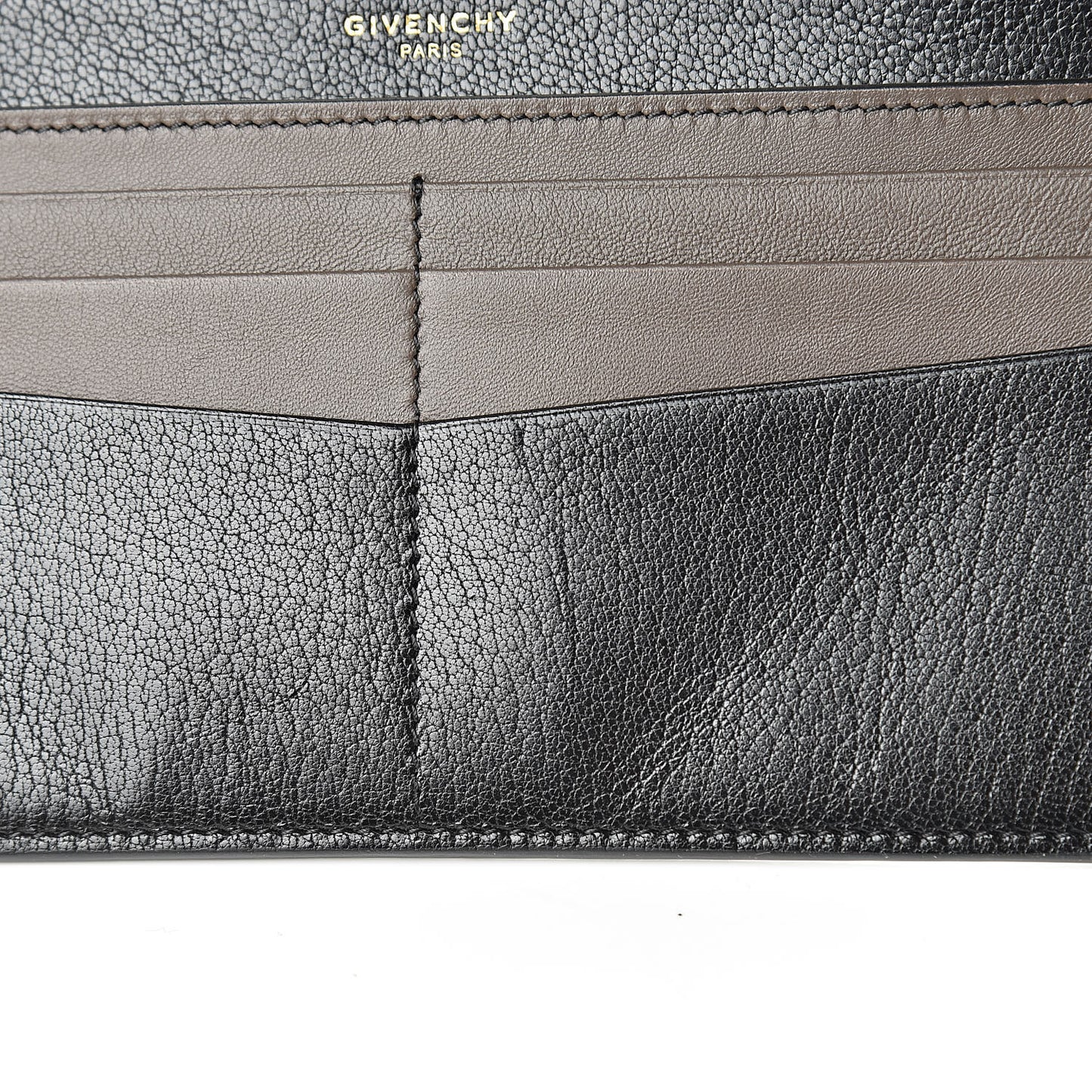 Calfskin GV3 Wristlet Zip Card Holder Black Grey