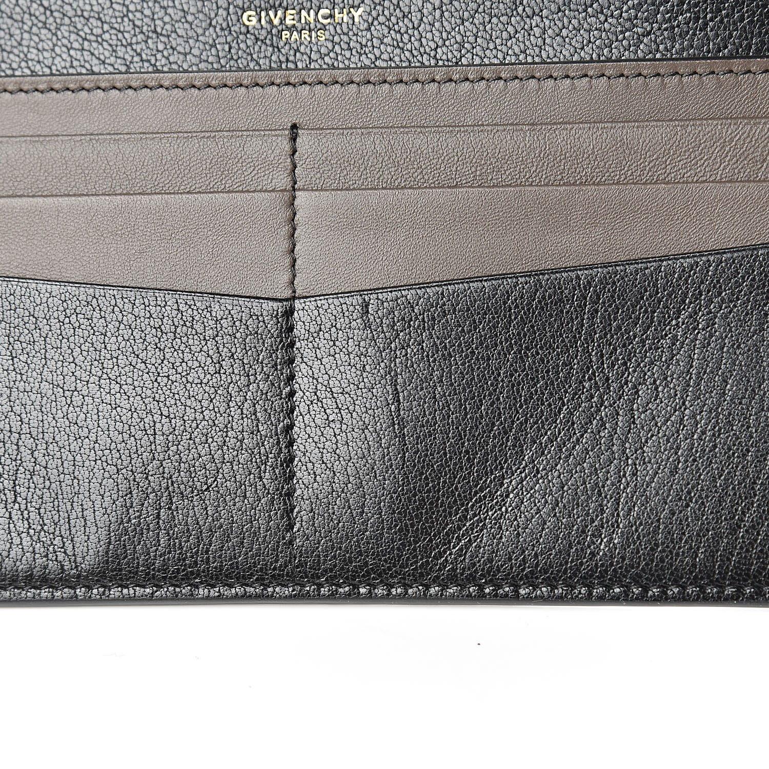 Givenchy Calfskin GV3 Wristlet Zip Card Holder Black Grey 9 of 10