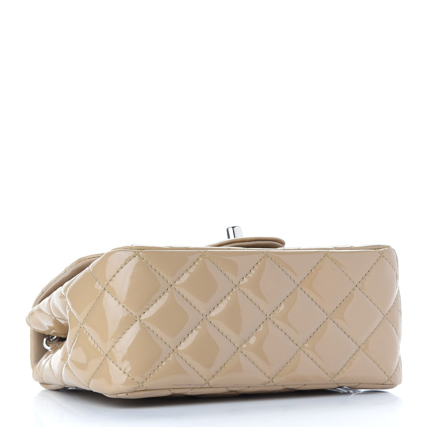 Patent Quilted Mini Square Flap Beige