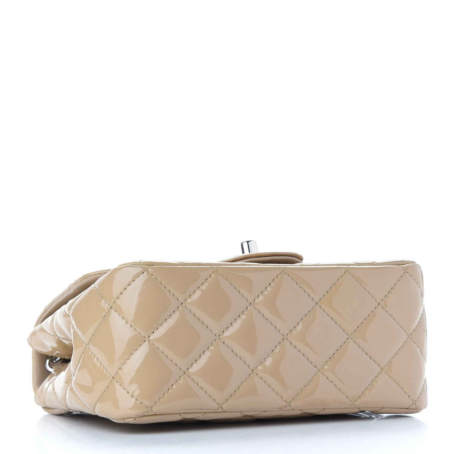 Chanel Patent Quilted Mini Square Flap Beige 4 of 11