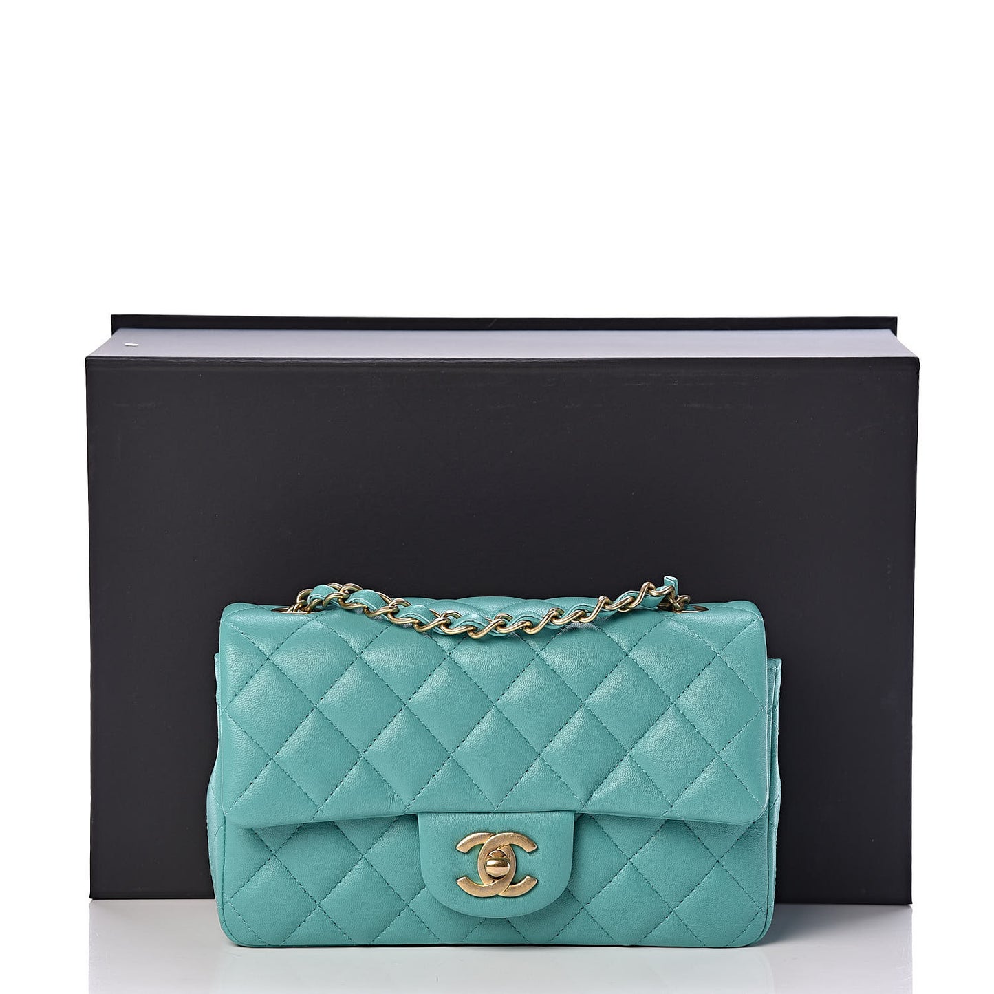 Lambskin Quilted Mini Rectangular Flap Green