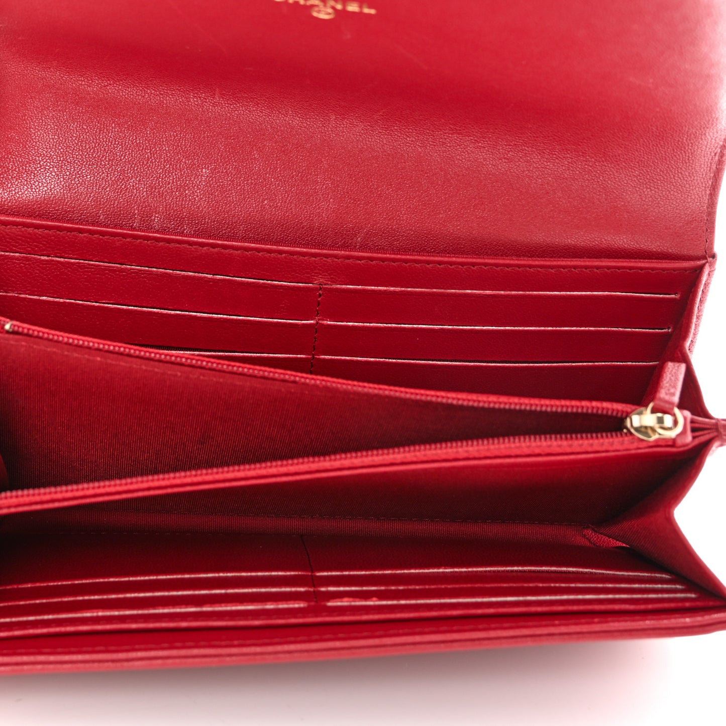 Sheepskin Quilted Mademoiselle Vintage Flap Wallet Red