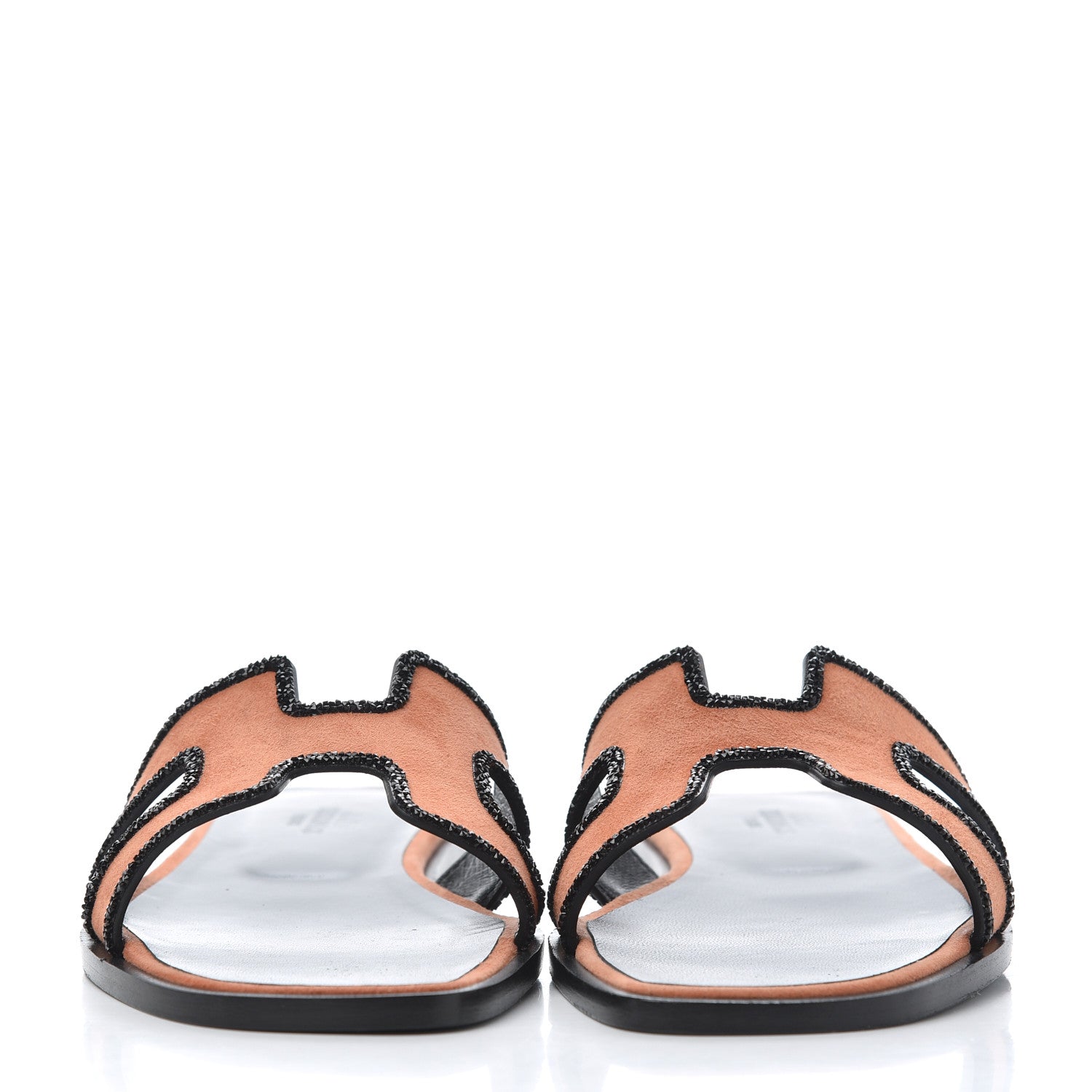 Hermes Suede Goatskin Crystal Oran Sandals 36 Rose Bubinga Black 2 of 13
