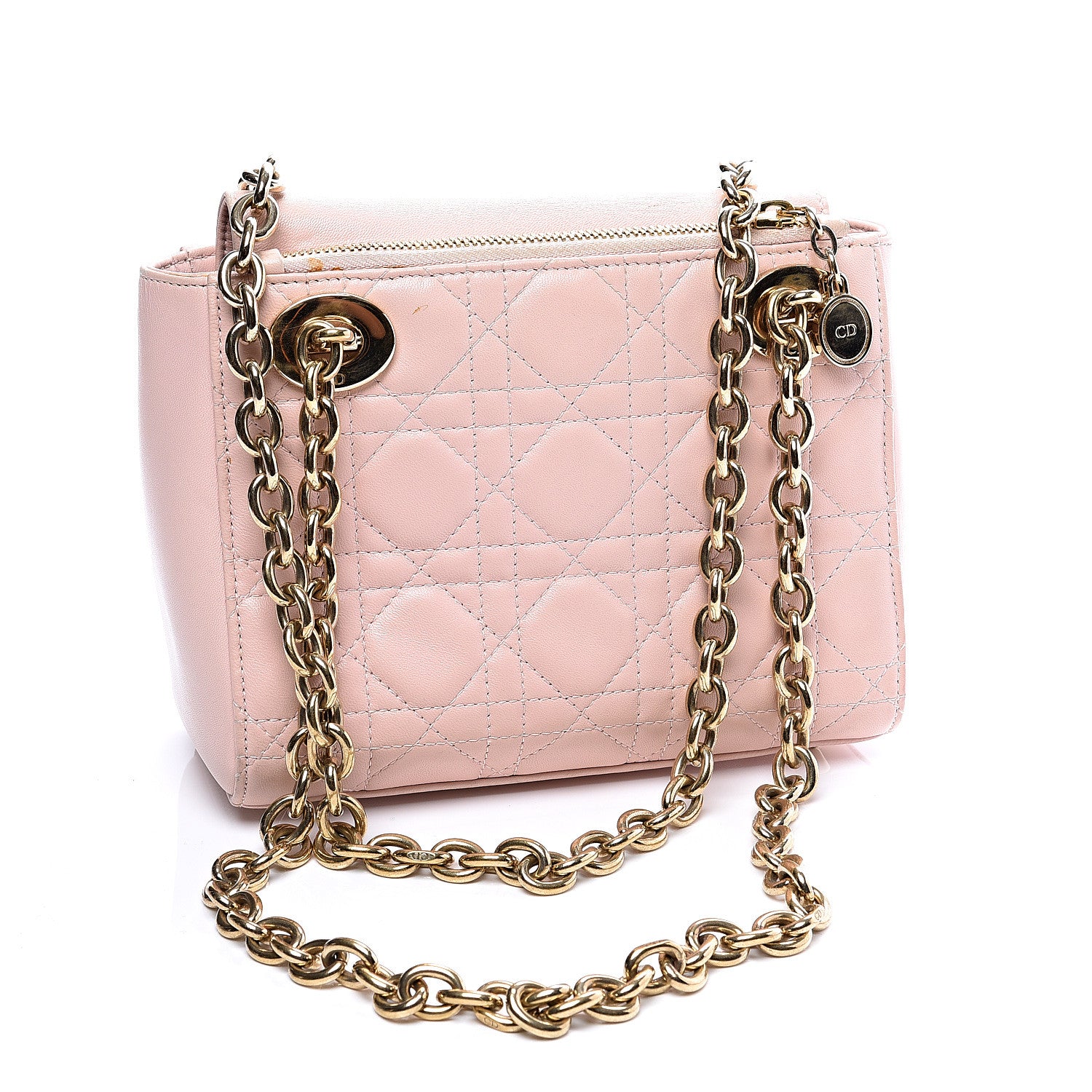 Christian Dior Lambskin Cannage Lady Dior Double Chain Bag Pink 2 of 9