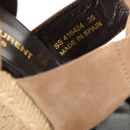 Saint Laurent Kid Scamosciato Espadrille Lace Up Wedges 35 New Sigaro 10 of 10