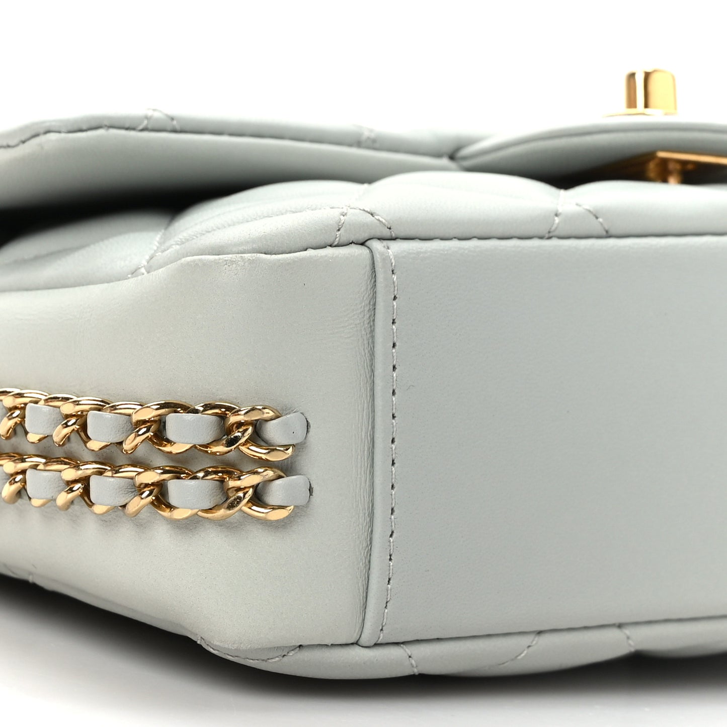 Lambskin Quilted Mini CC You Flap Light Grey