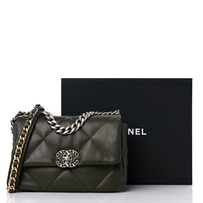 Chanel Lambskin Quilted Medium Chanel 19 Flap Khaki 10 of 10