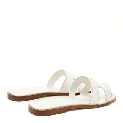Hermes Box Calfskin Oran Sandals 39.5 White 4 of 8