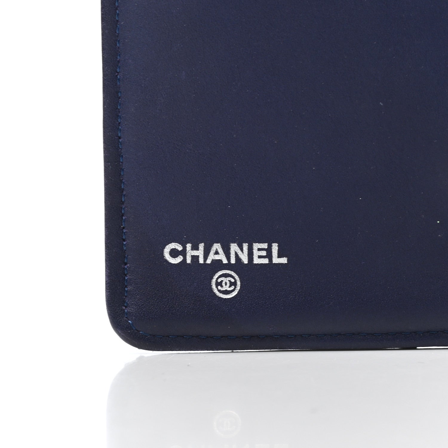 Chanel Calfskin Double Stitch Hampton Yen Wallet Blue 6 of 9