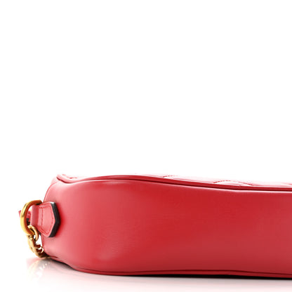 Gucci Calfskin Matelasse Mini GG Marmont Chain Shoulder Bag Hibiscus Red 9 of 10
