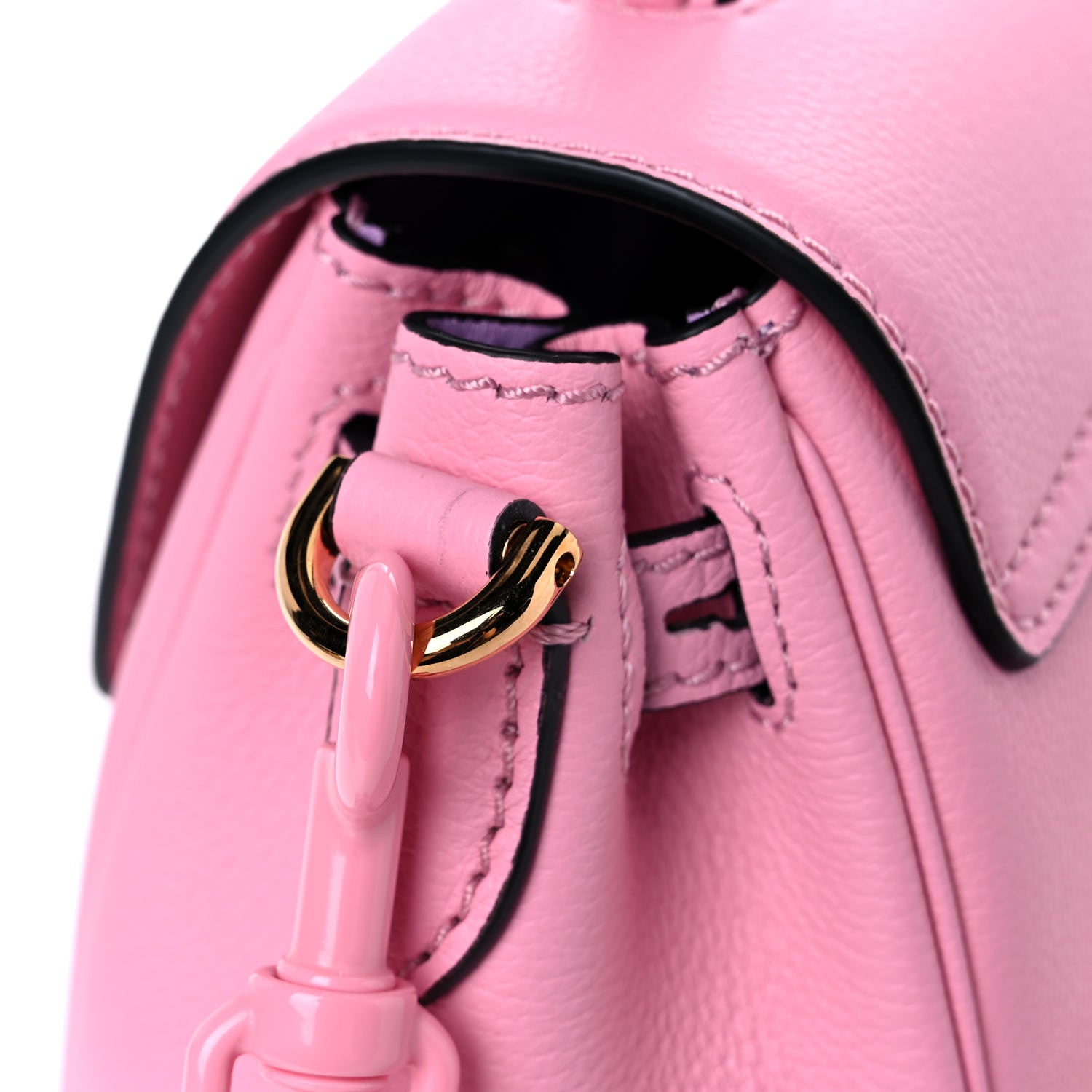 Versace Grained Calfskin Medusa Small Top Handle Handbag Pink 9 of 9