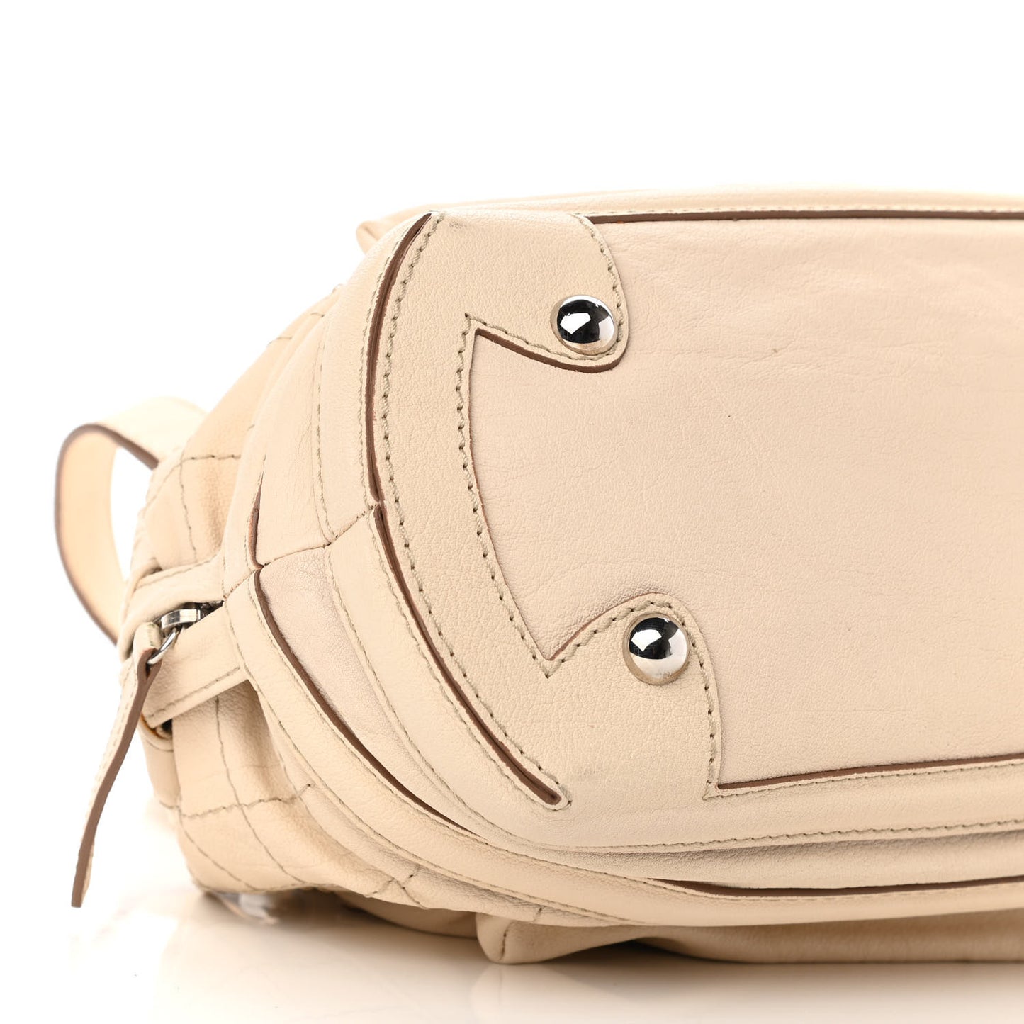 Goatskin Square Stitch Essential Bowler White