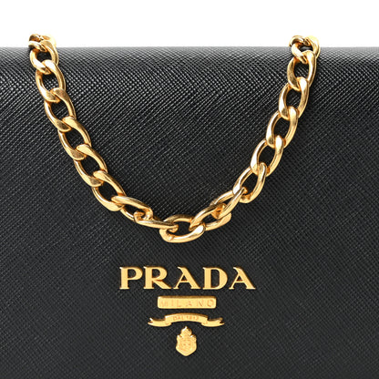 Prada Saffiano Lux Chain Wallet Black 7 of 9