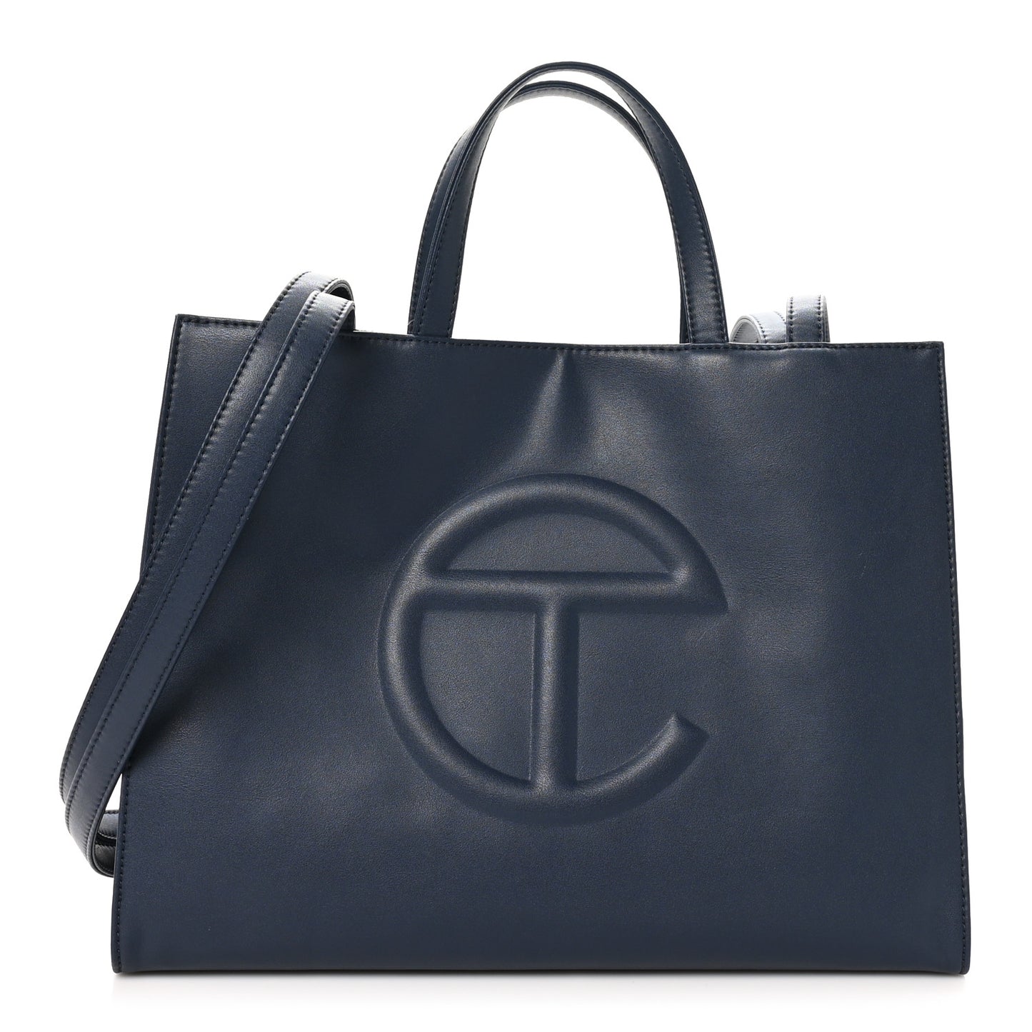 Vegan Leather Medium Shopping Bag Navy