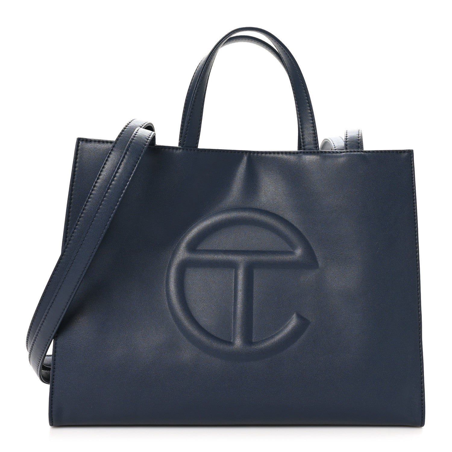 Telfar Vegan Leather Medium Shopping Bag Navy 1 of 9