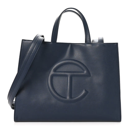 Telfar Vegan Leather Medium Shopping Bag Navy 1 of 9