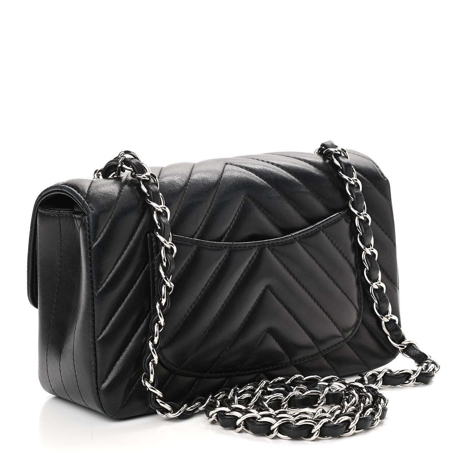 Chanel Lambskin Chevron Quilted Mini Rectangular Flap Black 3 of 11