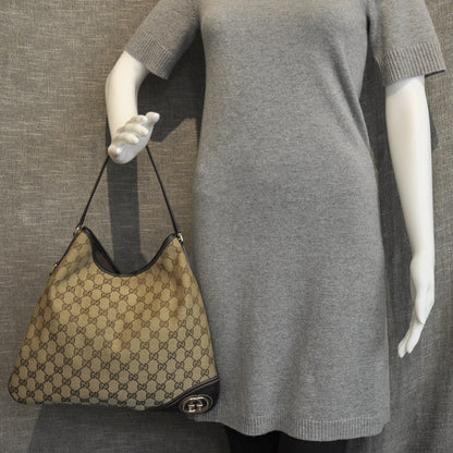 Gucci Monogram New Britt Medium Hobo Ebony 2 of 12