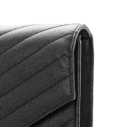 Saint Laurent Grain De Poudre Matelasse Chevron Monogram Envelope Clutch Black 10 of 10