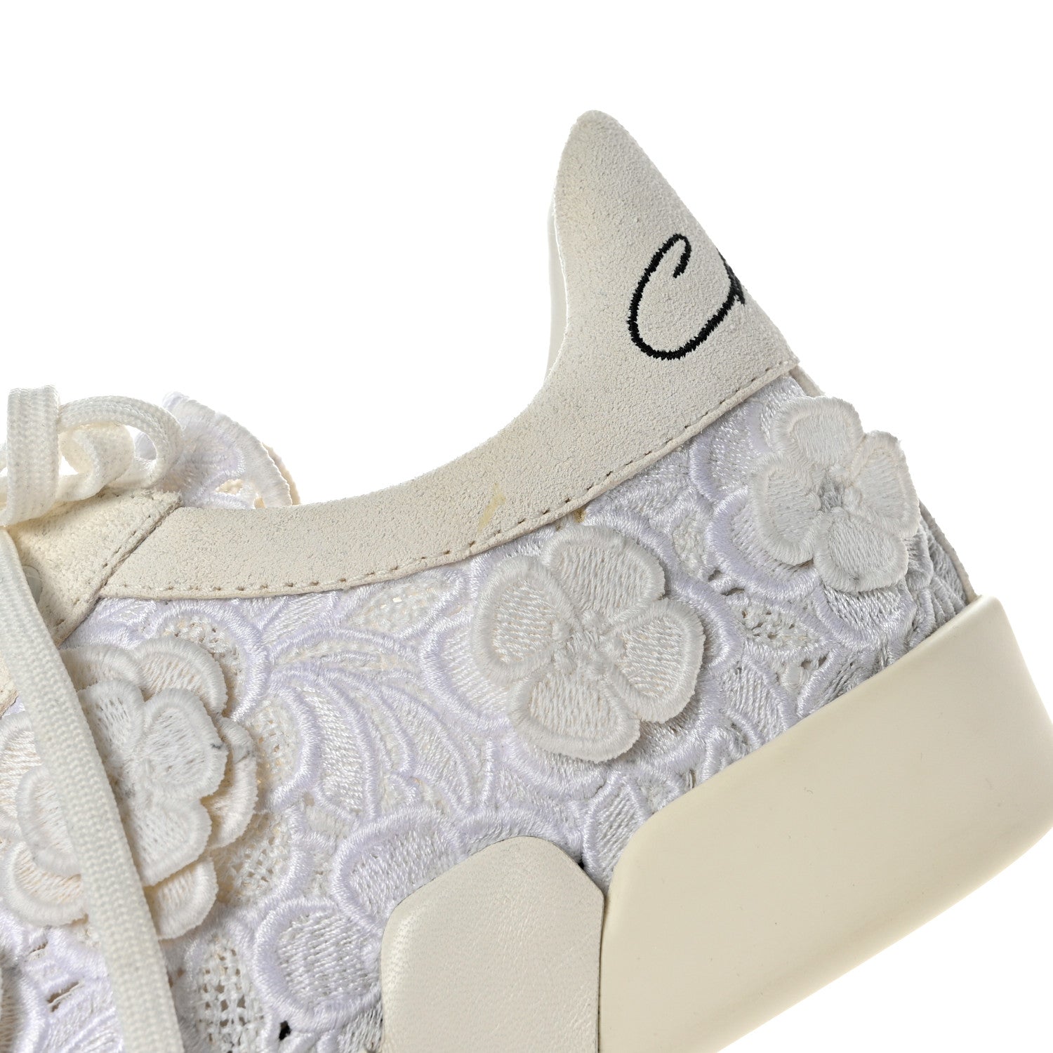 Chanel Suede Embroidered Flower Sneakers 38 White 15 of 17