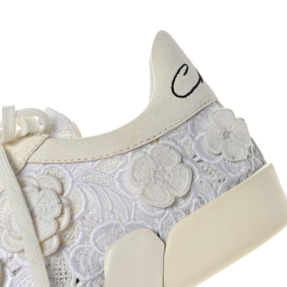 Chanel Suede Embroidered Flower Sneakers 38 White 15 of 17