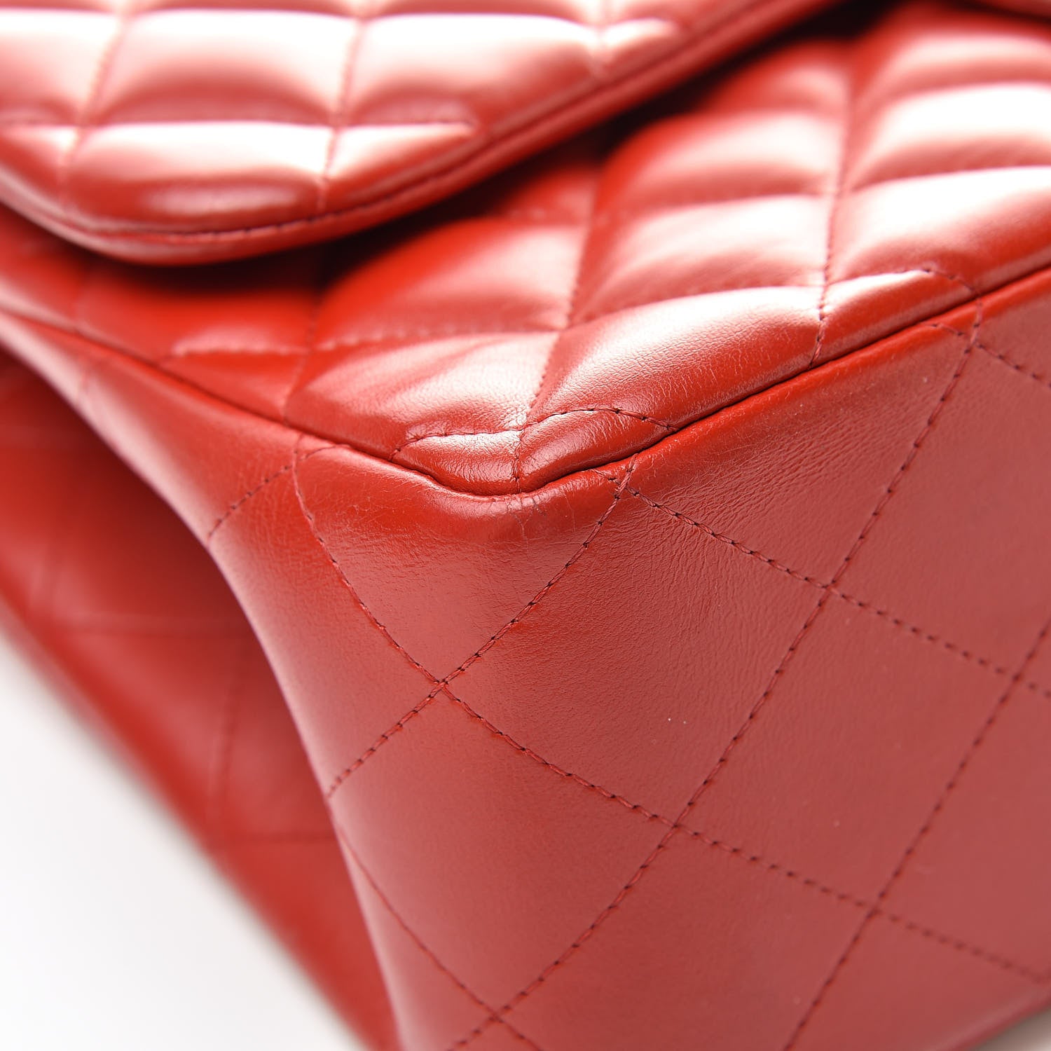 Chanel Lambskin Quilted Jumbo Double Flap Red 8 of 17