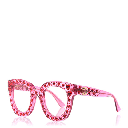 Gucci Acetate Crystal Heart GG0116S Sunglasses Fuchsia 1 of 8