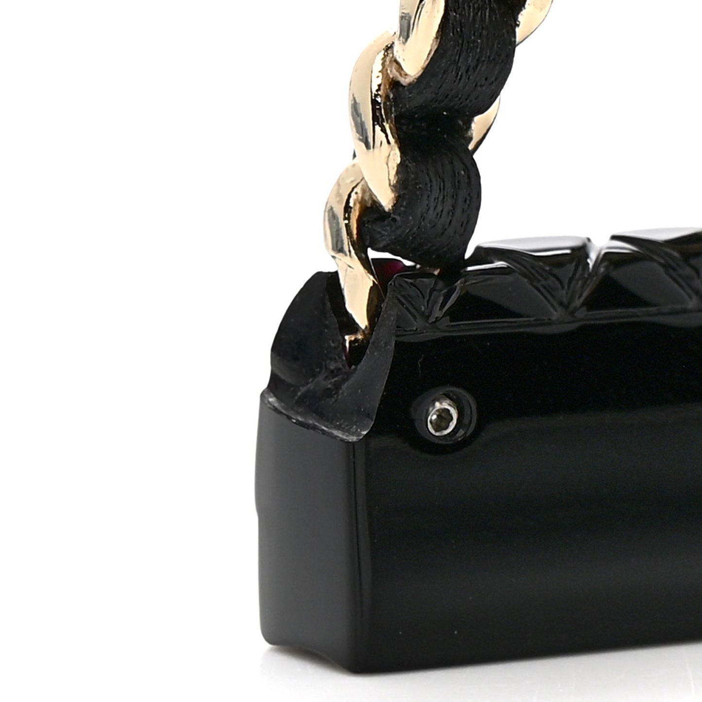 Metal Resin Lambskin Quilted CC Turnlock Chain Flap Bag Earrings Black Gold