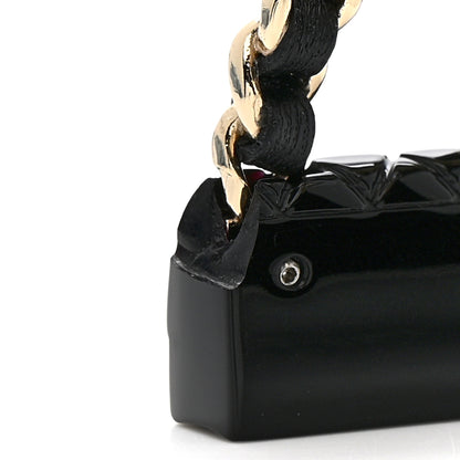 Chanel Metal Resin Lambskin Quilted CC Turnlock Chain Flap Bag Earrings Black Gold 6 of 8
