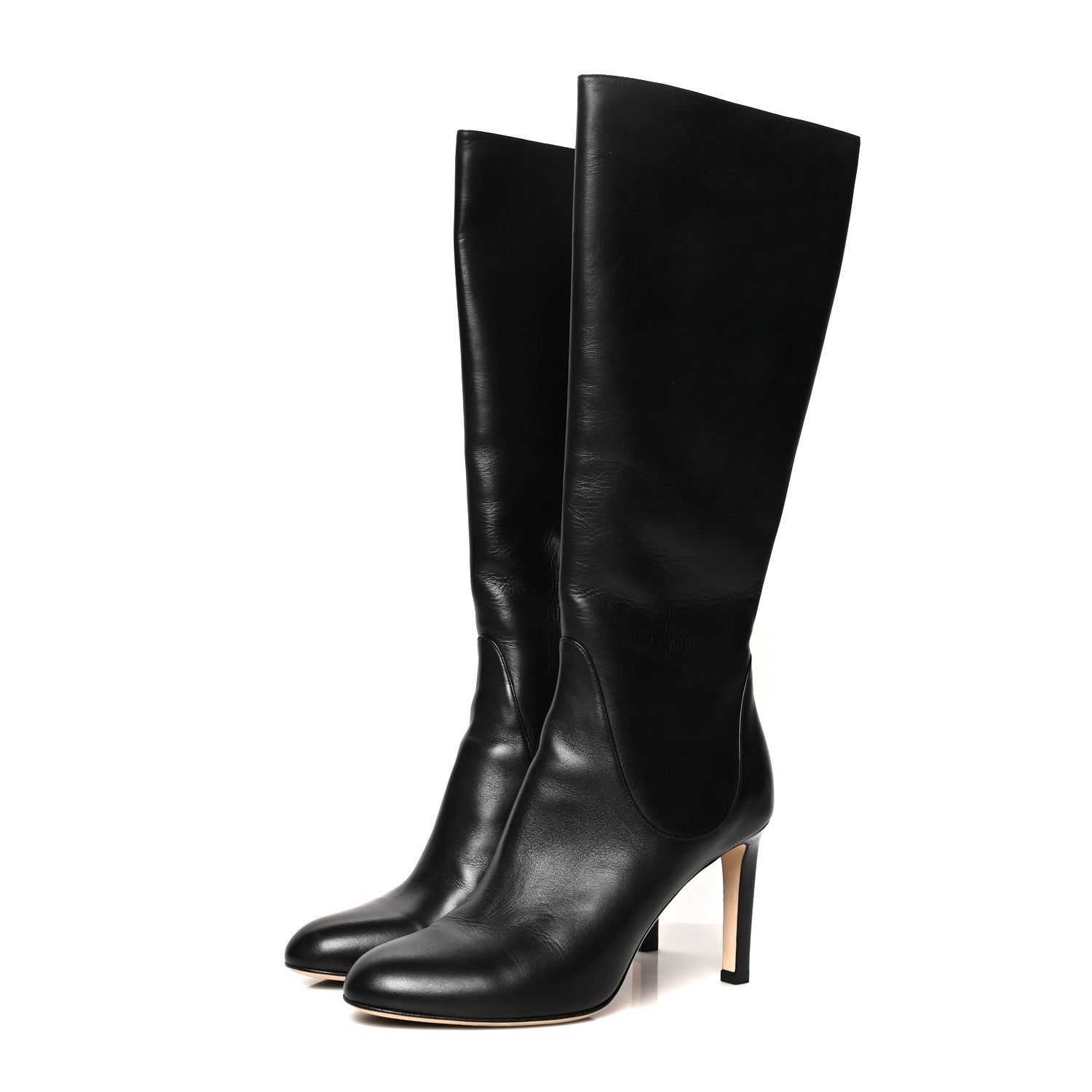 Jimmy Choo Shiny Calfskin Tempe 85 Knee High Boots 39.5 Black 3 of 7