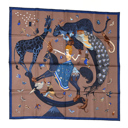 Hermes Silk Hermes Story Scarf 90 Marron Glace Bleu 1 of 4