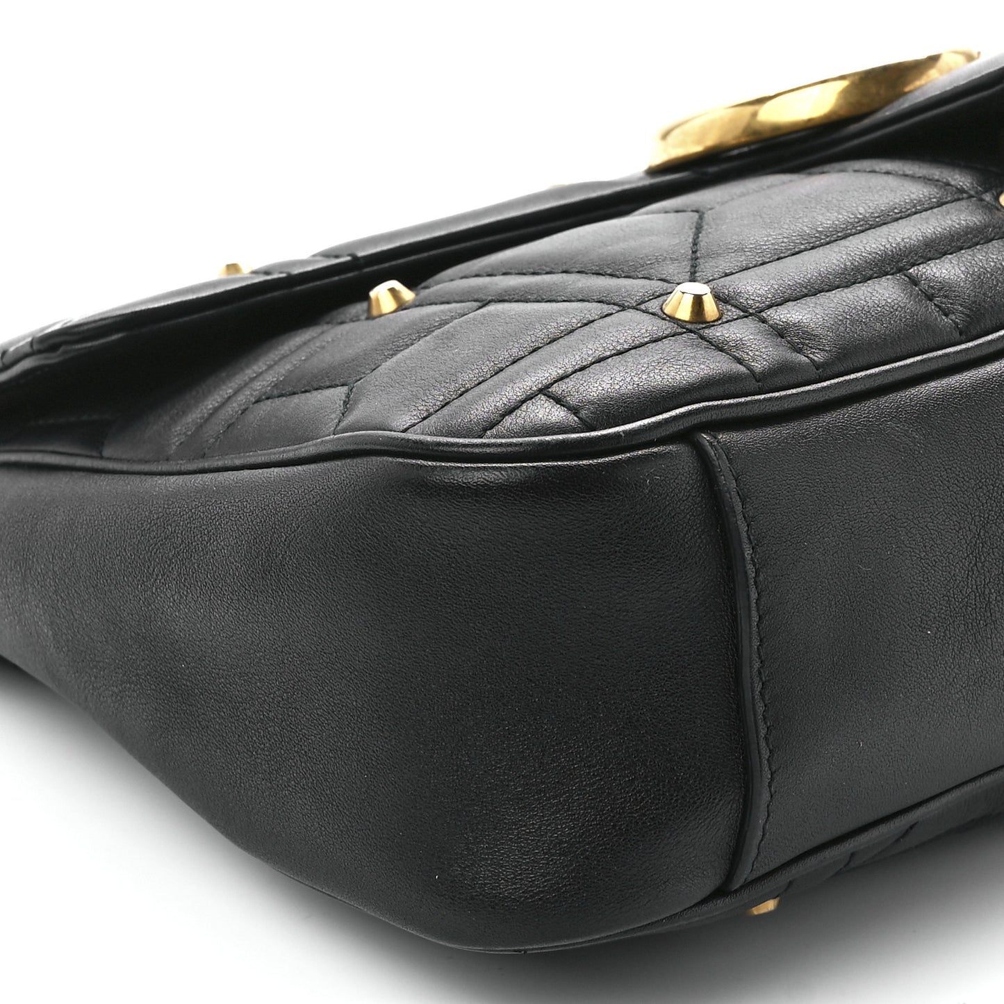 Calfskin Matelasse Studded Medium GG Marmont Shoulder Bag Black