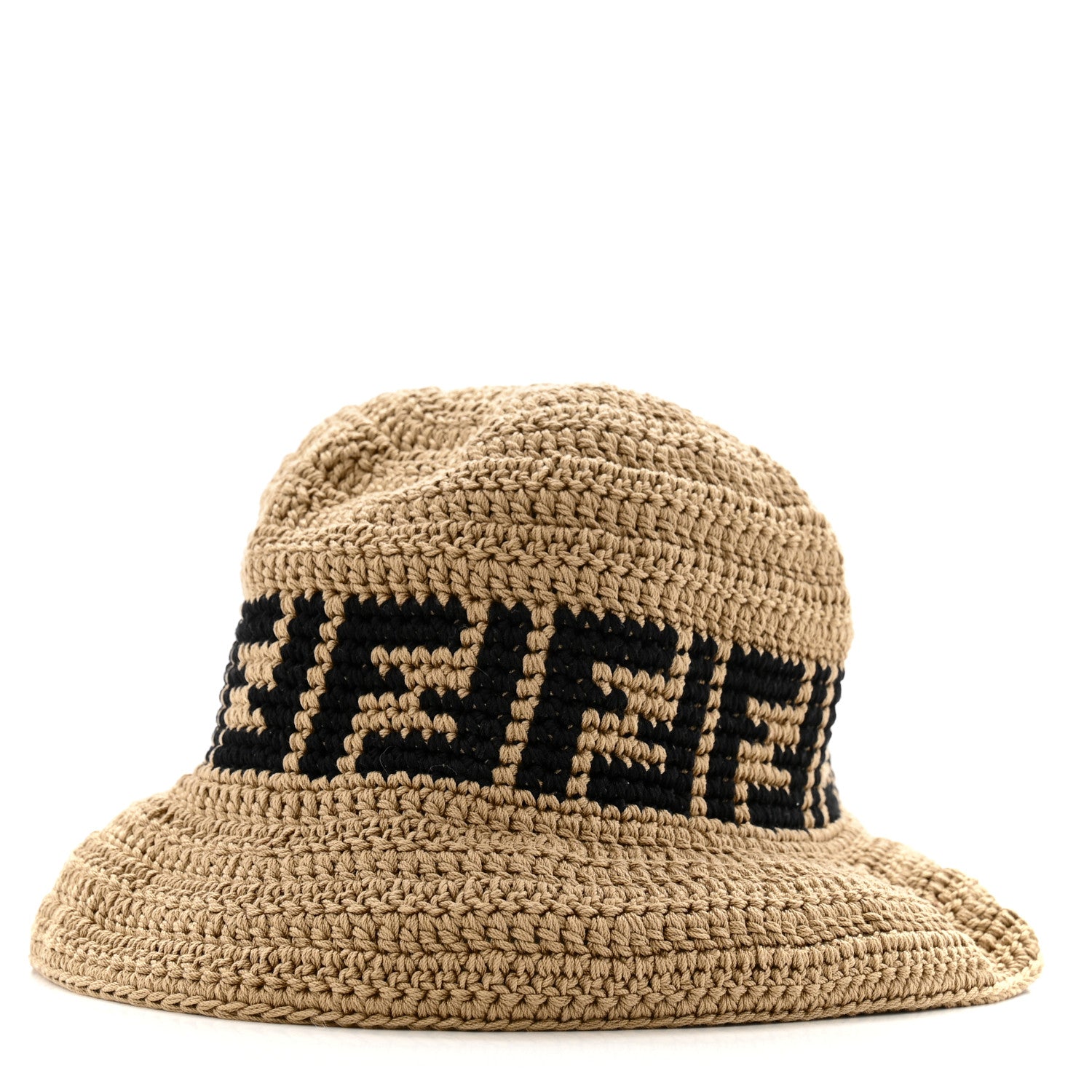 Fendi Cotton FF Woven Bucket Hat S Naturale Black 1 of 8
