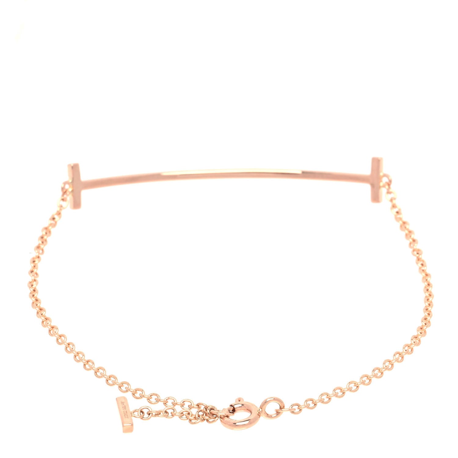 Tiffany 18K Rose Gold Diamond T Smile Bracelet 2 of 4